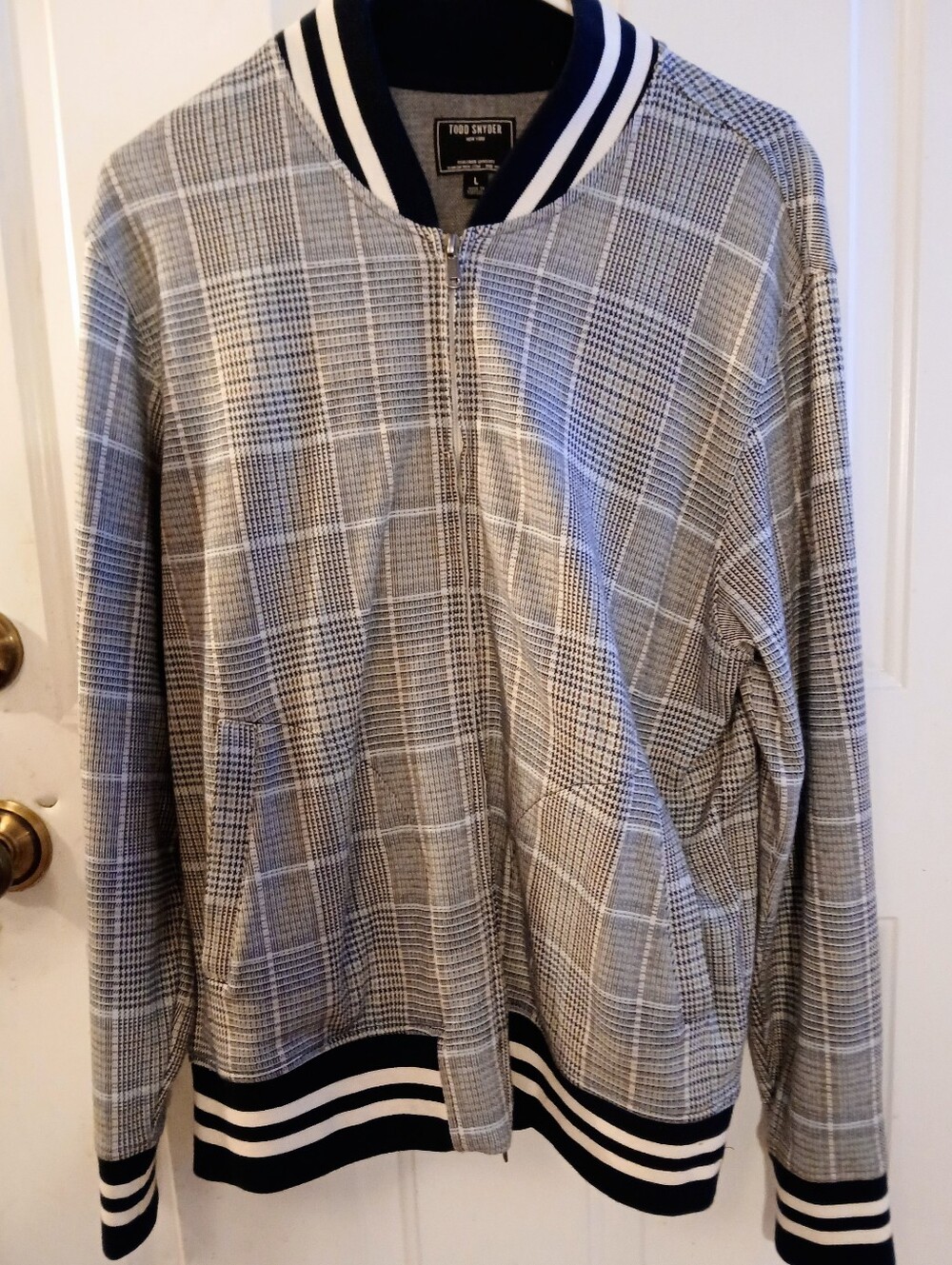 Todd Snyder New York Mens Glen Plaid Bomber Jacket Mens Large